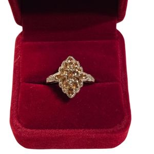 STS Made Champagne Cluster .925 Sterling Silver Ring